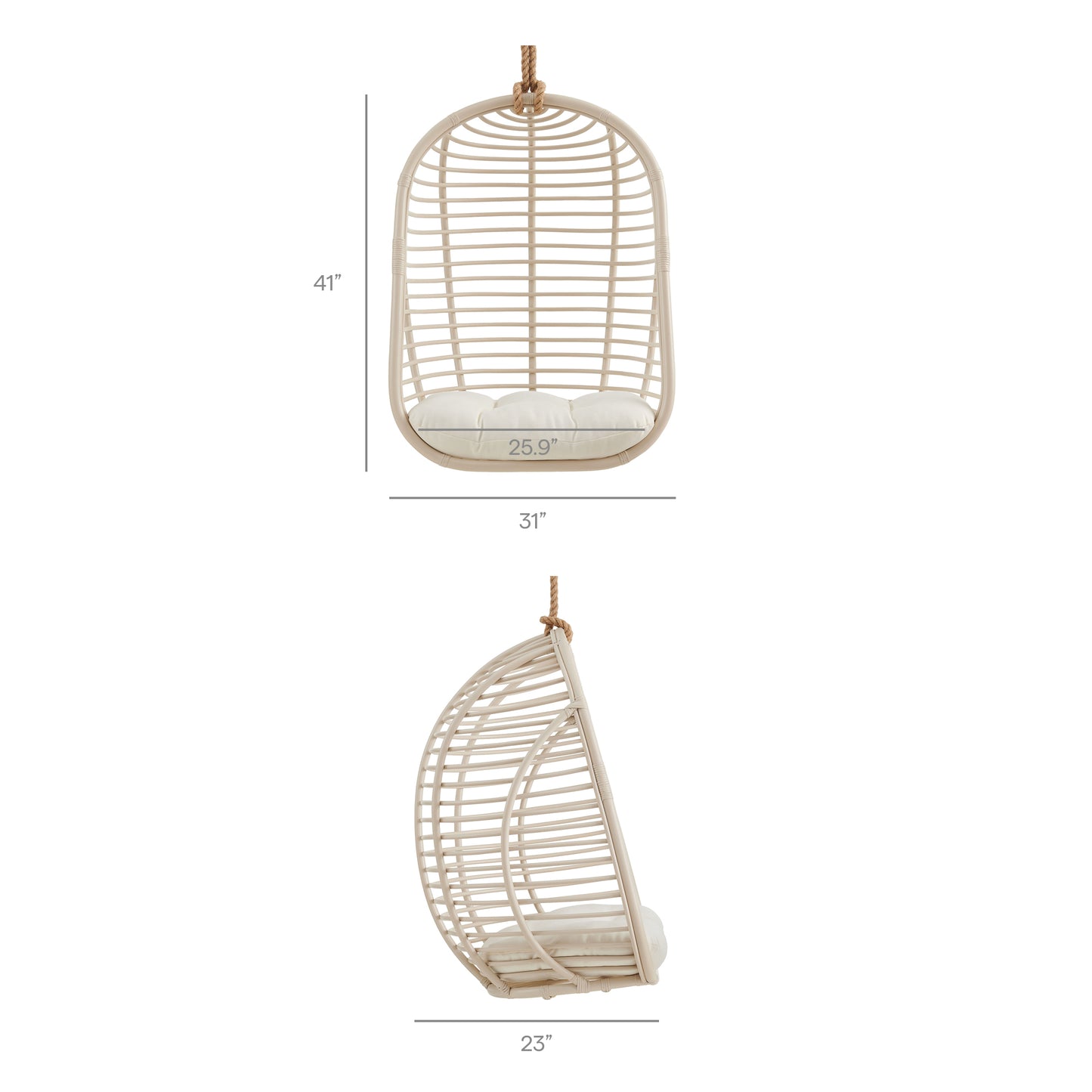 Neve Open Rib Weave Natural Rattan Hanging Chair by Modway EEI-7936