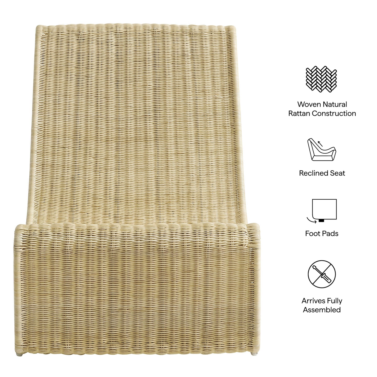 Eira Continuous Curved Natural Rattan Lounge Chair by Modway EEI-7937