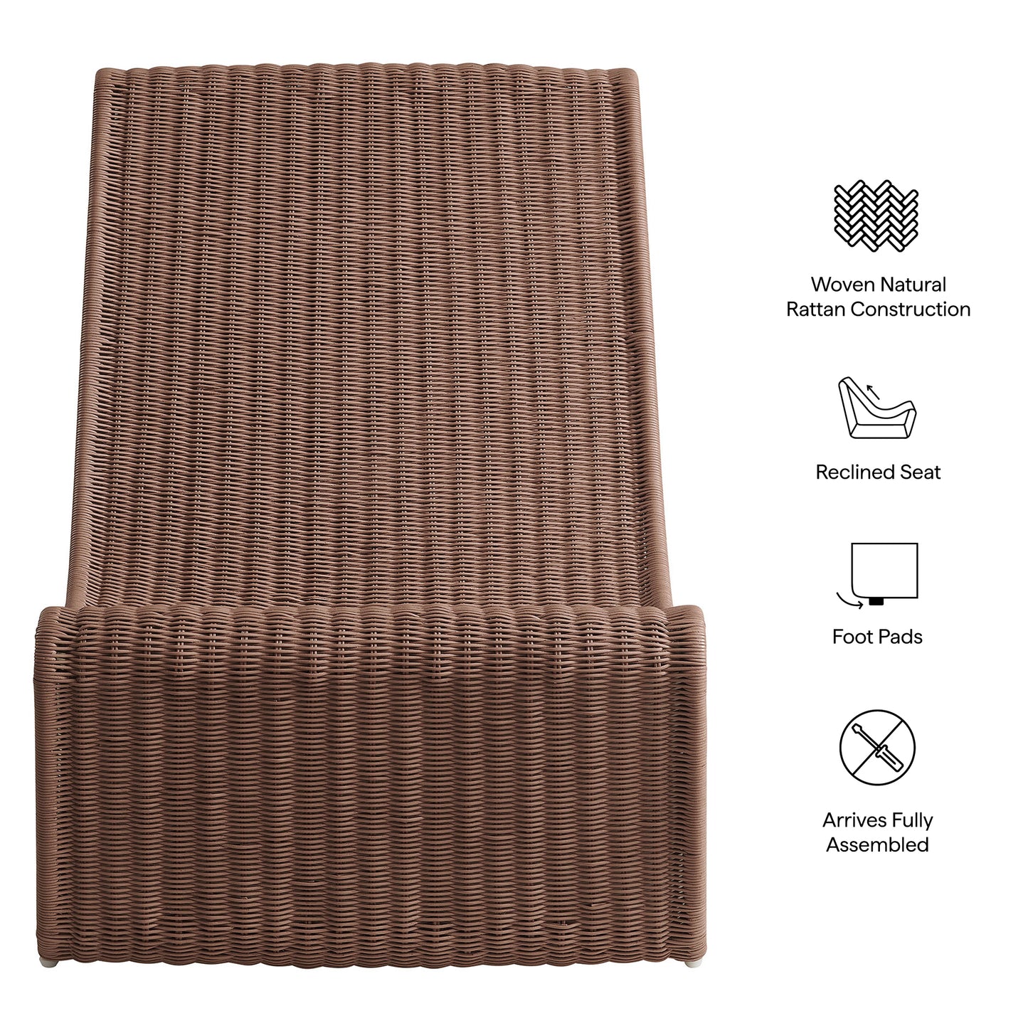 Eira Continuous Curved Natural Rattan Lounge Chair by Modway EEI-7938
