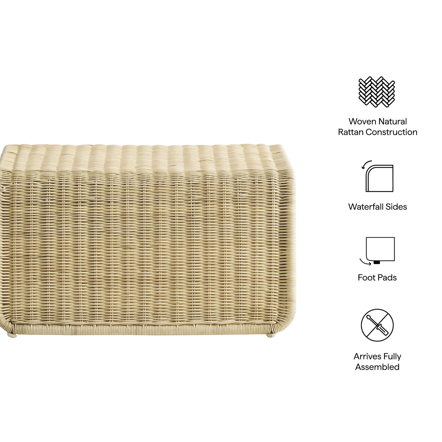 Eira Waterfall Natural Rattan Ottoman by Modway EEI-7939