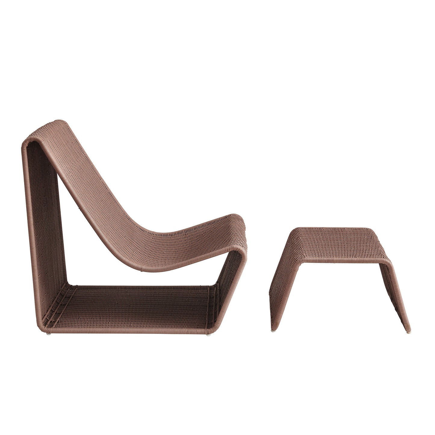 Eira 2 Piece Continuous Curved Natural Rattan Lounge Chair and Ottoman Set by Modway EEI-7945