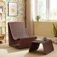 Eira 2 Piece Continuous Curved Natural Rattan Lounge Chair and Ottoman Set by Modway EEI-7945