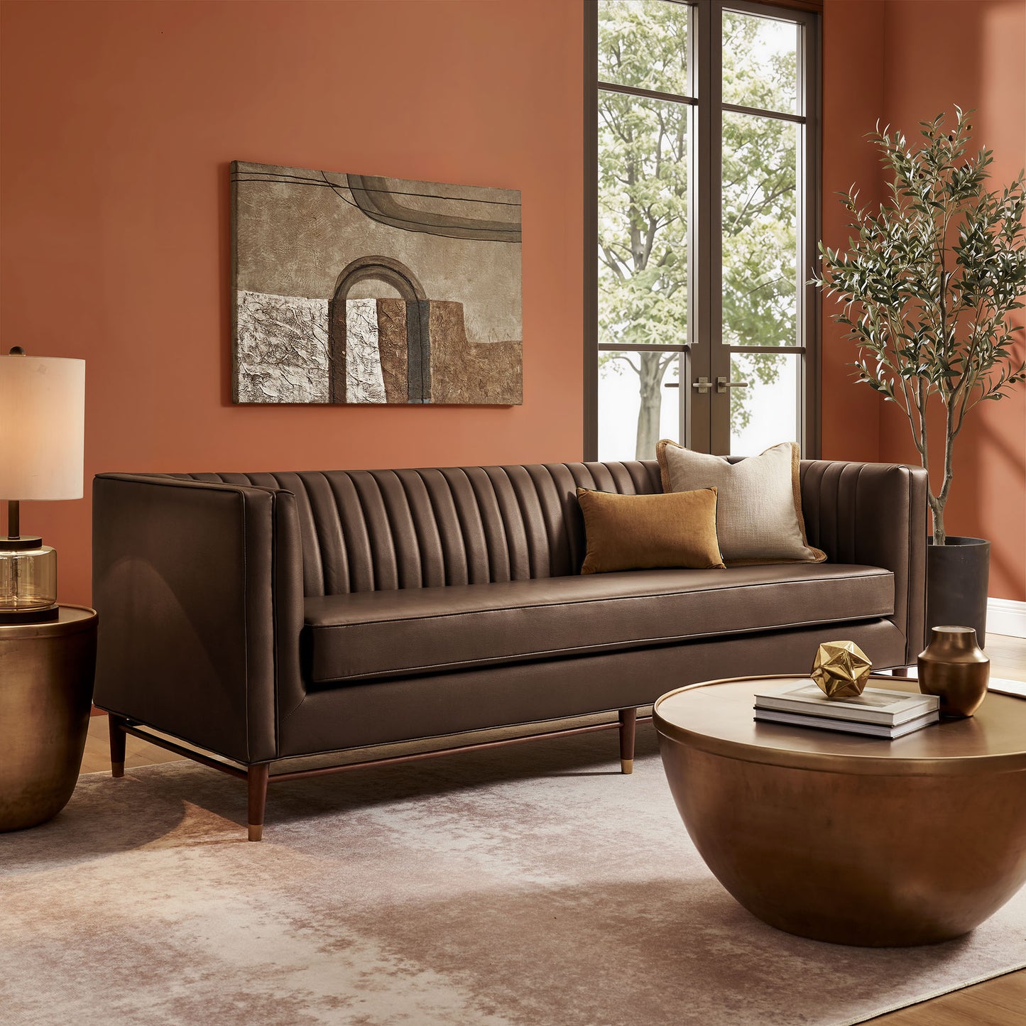 Devote 93 Inch Vegan Leather Channel Tufted Sofa by Modway EEI-7997
