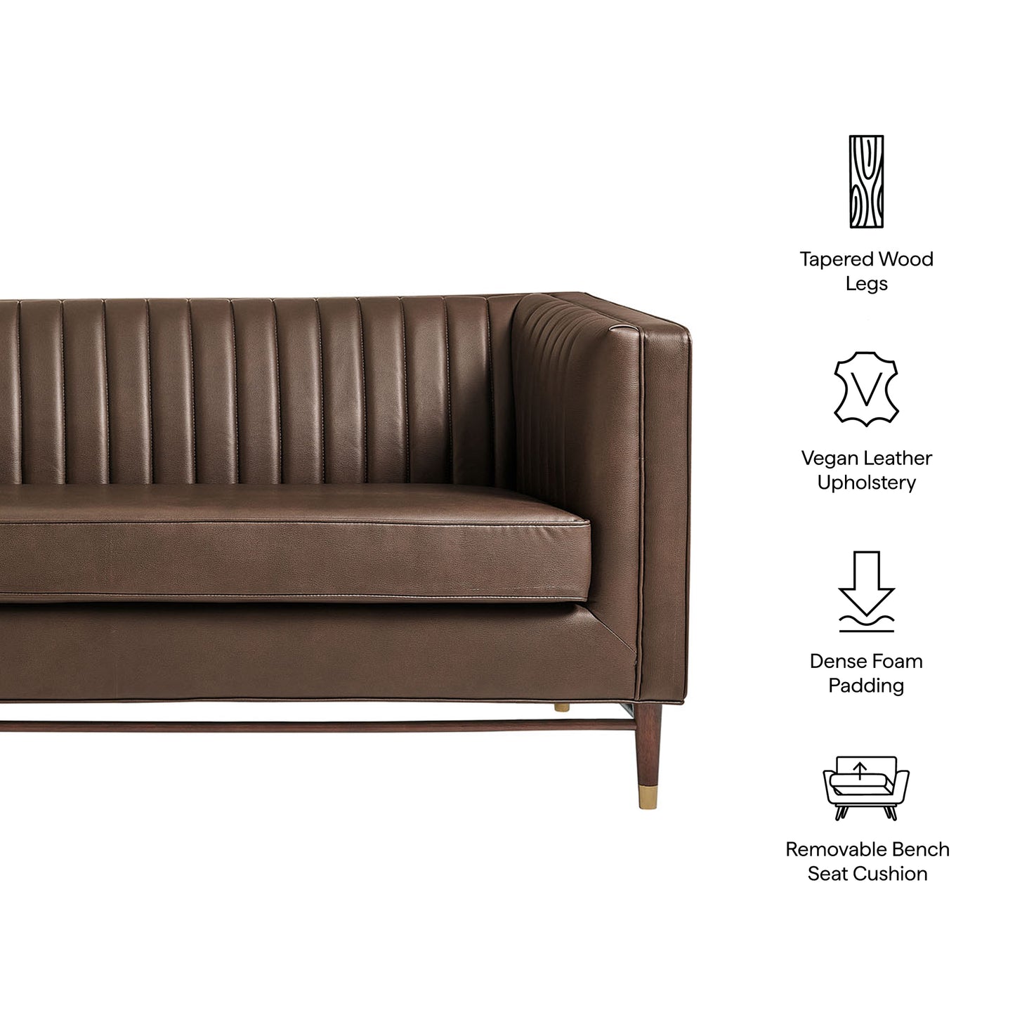 Devote 93 Inch Vegan Leather Channel Tufted Sofa by Modway EEI-7997