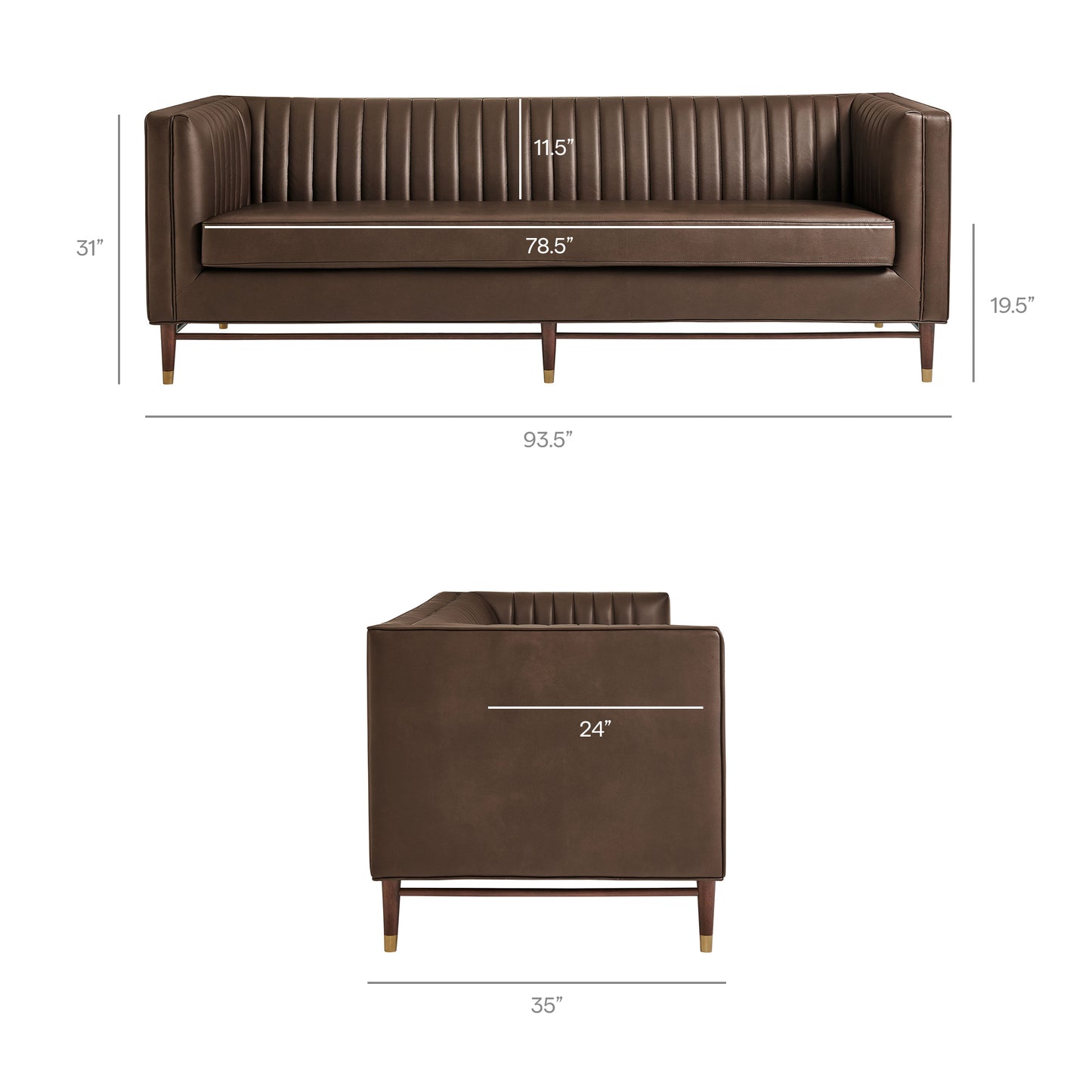 Devote 93 Inch Vegan Leather Channel Tufted Sofa by Modway EEI-7997