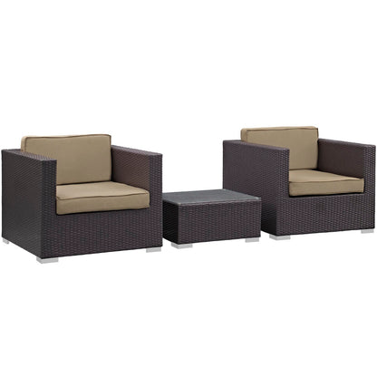 Burrow 3 Piece Outdoor Patio Sofa Set by Modway EEI-995