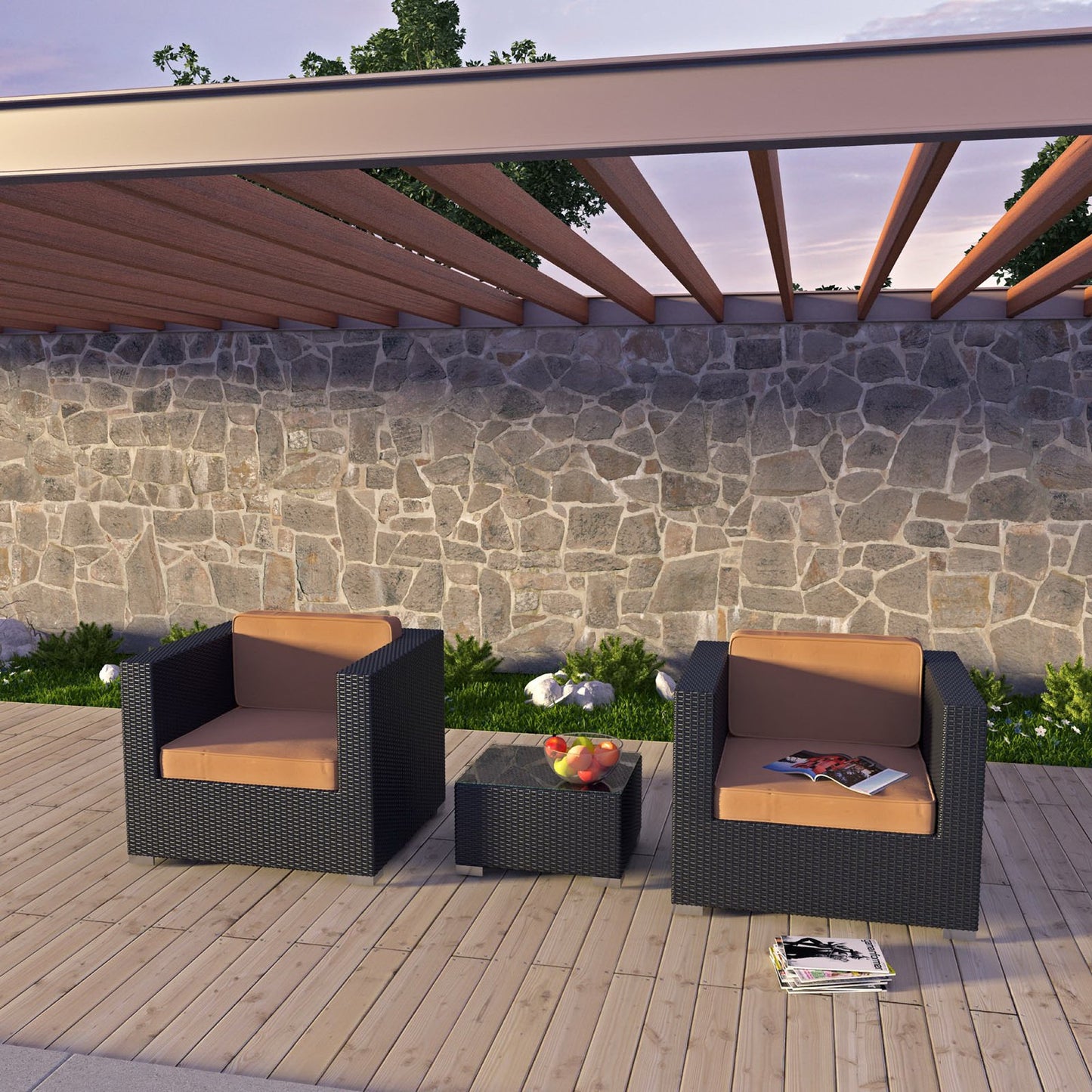 Burrow 3 Piece Outdoor Patio Sofa Set by Modway EEI-995