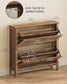 VASAGLE Liry Shoe Storage Cabinet Organizer with 2 Flip Drawers Fits 12 to 16 Pairs – Rustic White | UHSC201K01
