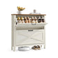 VASAGLE Liry Shoe Storage Cabinet Organizer with 2 Flip Drawers Fits 12 to 16 Pairs Rustic White | UHSC201W01