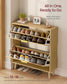 VASAGLE Maxe Shoe Storage Cabinet, 2 Flip Drawers, Oak Beige