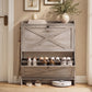 VASAGLE Shoe Storage Cabinet Organizer with 2 Flip Drawers – Washed Gray