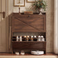 VASAGLE Shoe Storage Cabinet Organizer with 2 Flip Drawers – Chestnut Walnut