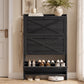 VASAGLE Shoe Storage Cabinet Organizer with 3 Flip Drawers – Smoky Black