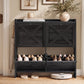 VASAGLE Farmhouse Shoe Cabinet with 4 Flip Drawers – Smoky Black