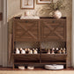 VASAGLE Farmhouse Shoe Cabinet with 4 Flip Drawers – Chestnut Walnut