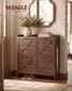 VASAGLE Farmhouse Shoe Cabinet with 4 Flip Drawers – Chestnut Walnut