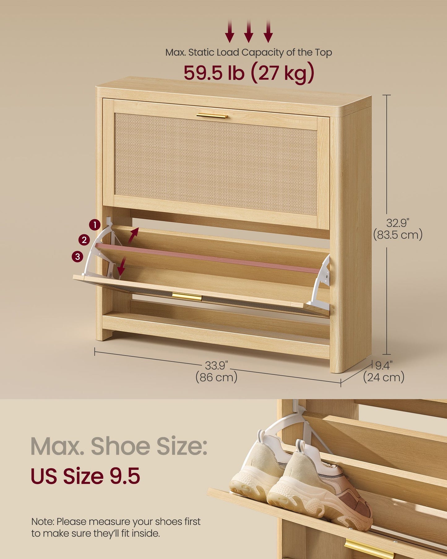 VASAGLE Ellan Boho Shoe Storage Cabinet | UHSC601YC01