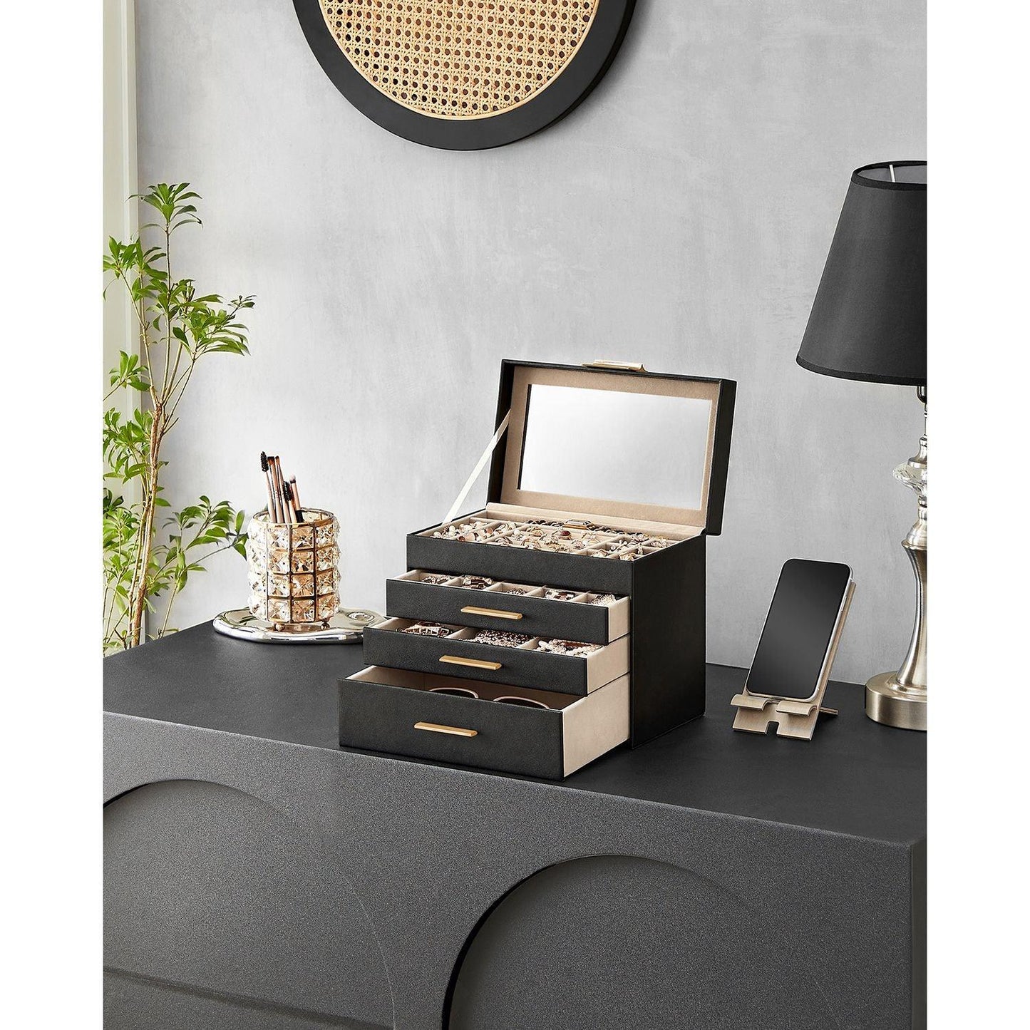 4-Layer Jewelry Box with Glass Lid FredCo