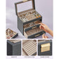 Jewelry Box with Glass Lid Gray and Gold Color FredCo