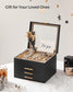 Jewelry Box with Glass Lid, 4-Layer Jewelry Organizer, 3 Drawers, for Big and Small Jewelry FredCo