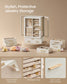 SONGMICS Jewelry Box, 360° Rotating Jewelry Organizer, Glass Door – Cream White and Tan