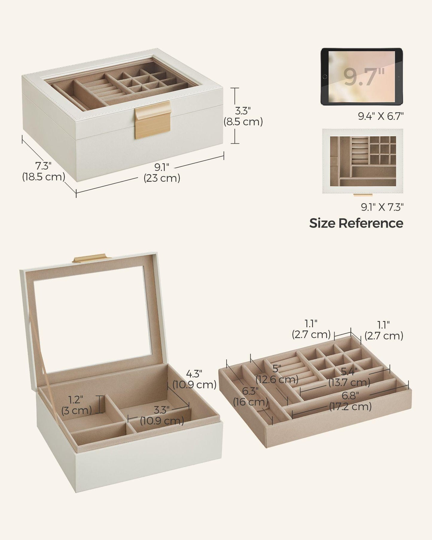 2-Layer Jewelry Box with Glass Lid FredCo