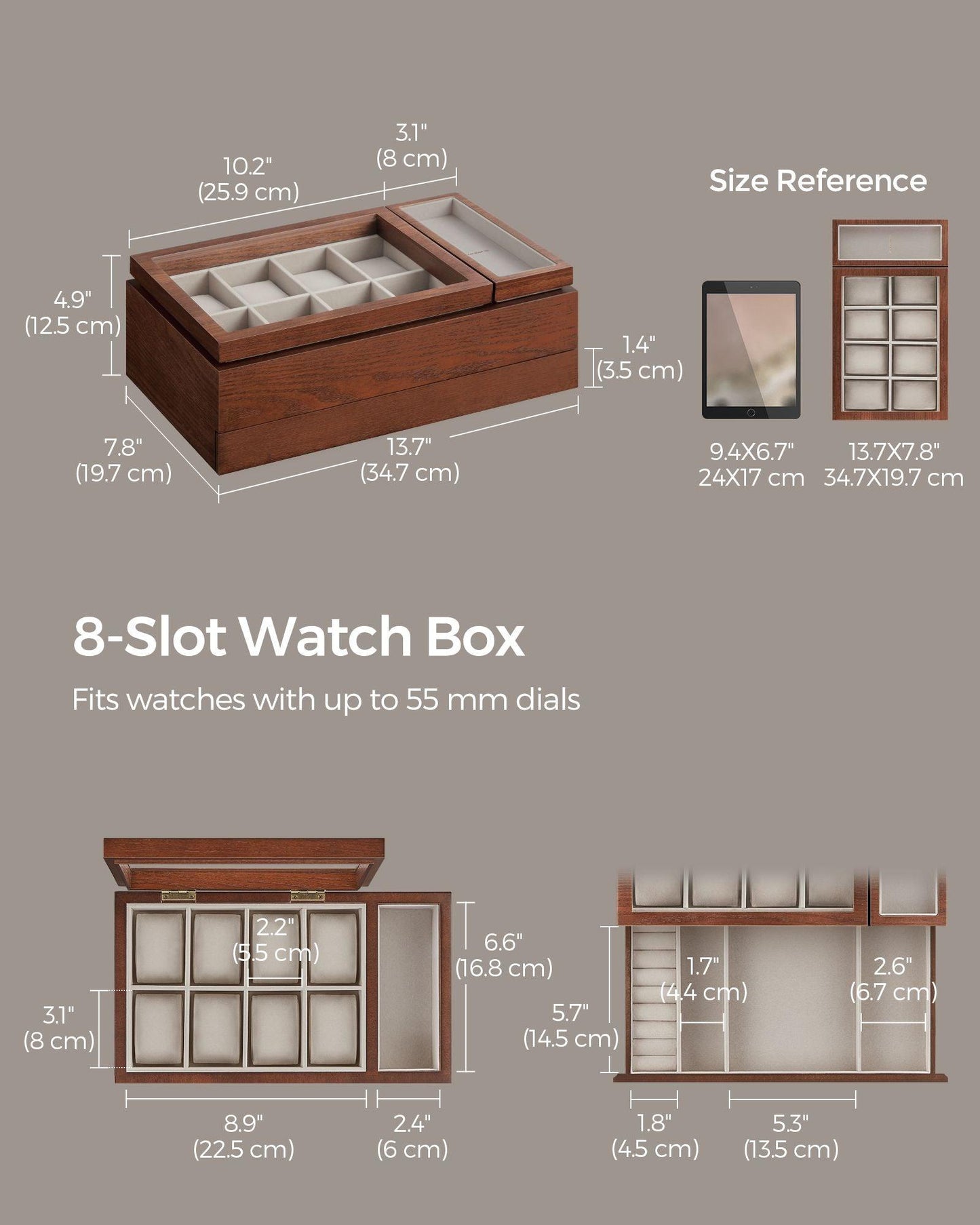8-Slot Wooden Watch Box FredCo