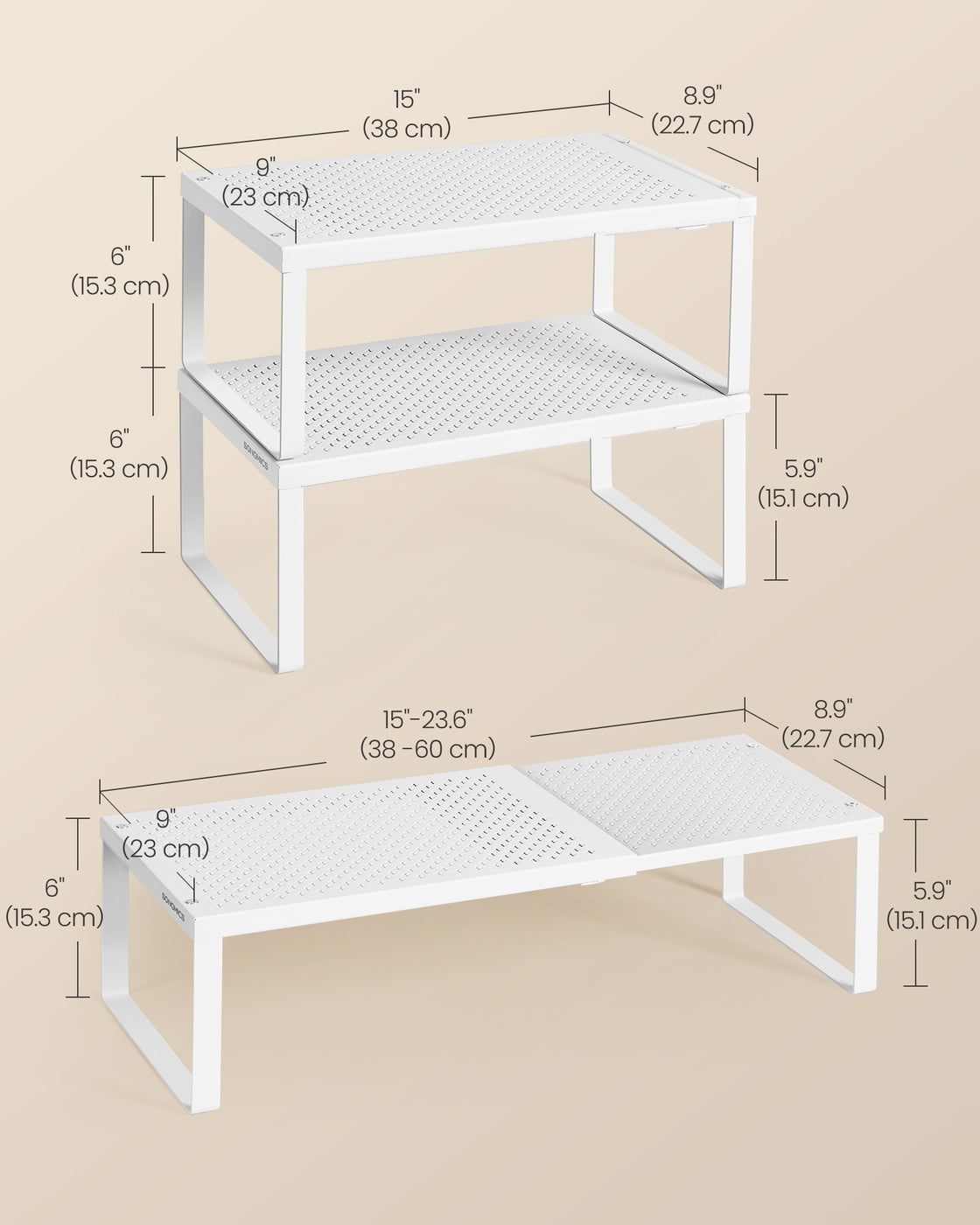 SONGMICS Spice Rack Set, 4-Tier, Metal, Matte White
