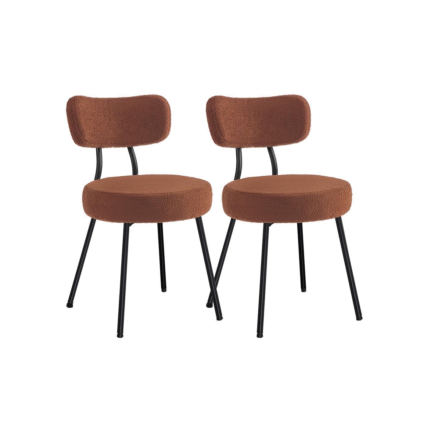 VASAGLE Boucle Dining Chairs Set of 2 Modern Mid Century Coffee Brown