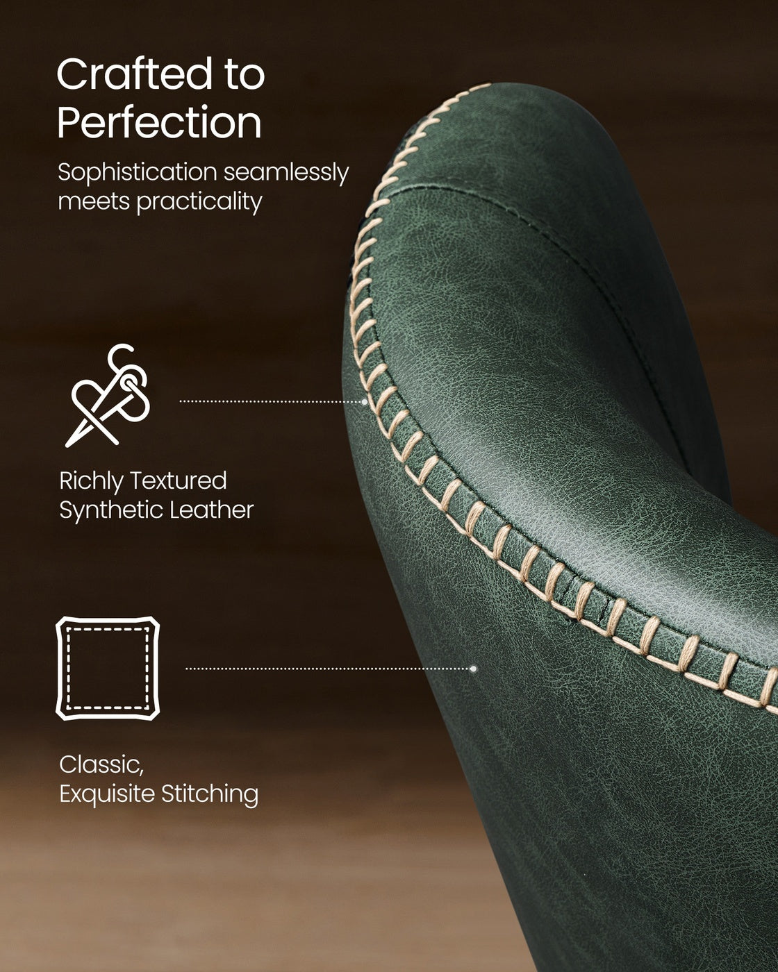 VASAGLE Synthetic Leather Dining Chair with Storage Pocket – Forest Green
