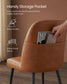 VASAGLE Synthetic Leather Dining Chair with Storage Pocket – Caramel Brown