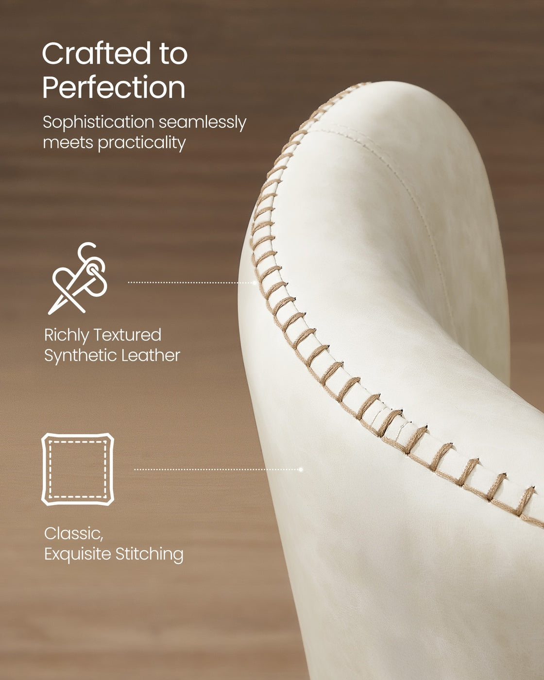 VASAGLE Synthetic Leather Dining Chair with Storage Pocket – Cream White
