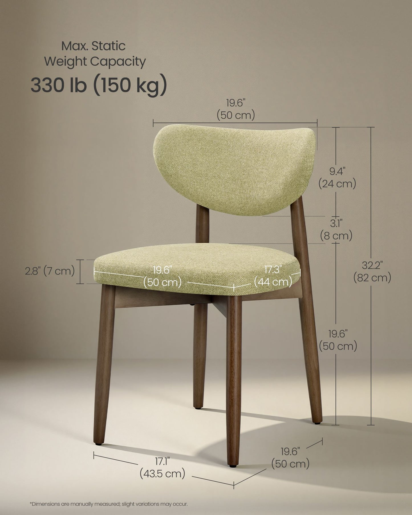 VASAGLE Wooden Dining Chairs Set of 4, Sage Green
