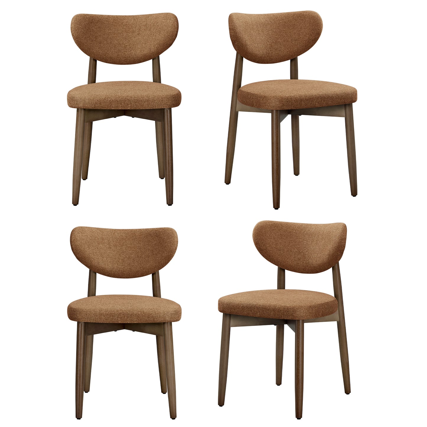 VASAGLE Wooden Dining Chairs Set of 4, Caramel Brown