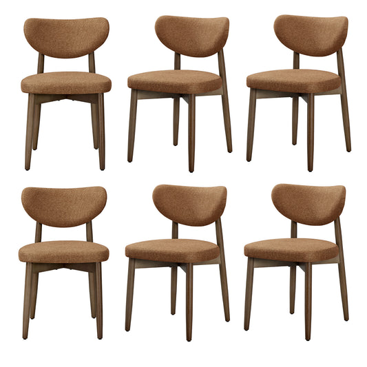 VASAGLE Wooden Dining Chairs Set of 6, Caramel Brown