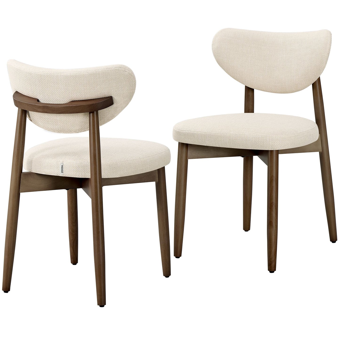 VASAGLE Wooden Dining Chairs Set of 2, Cappuccino Beige