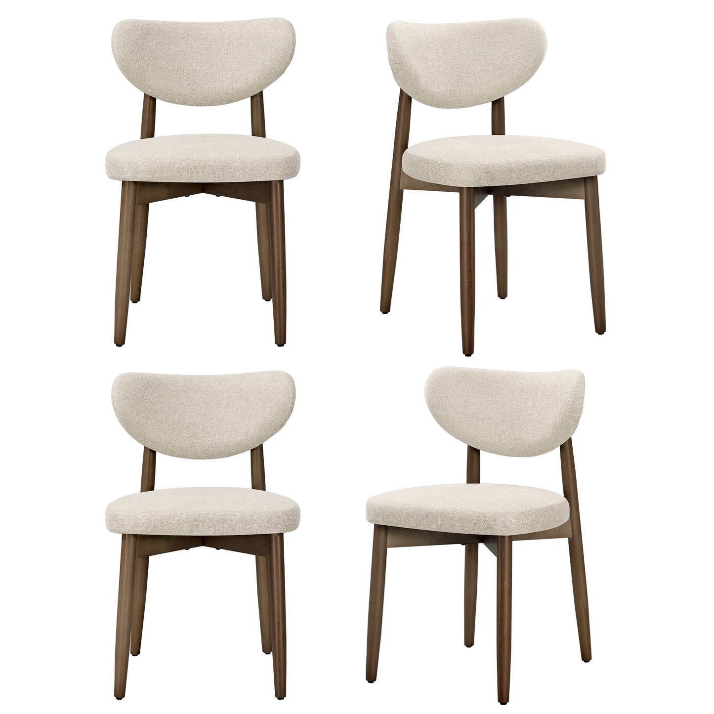 VASAGLE Wooden Dining Chairs Set of 4, Cappuccino Beige
