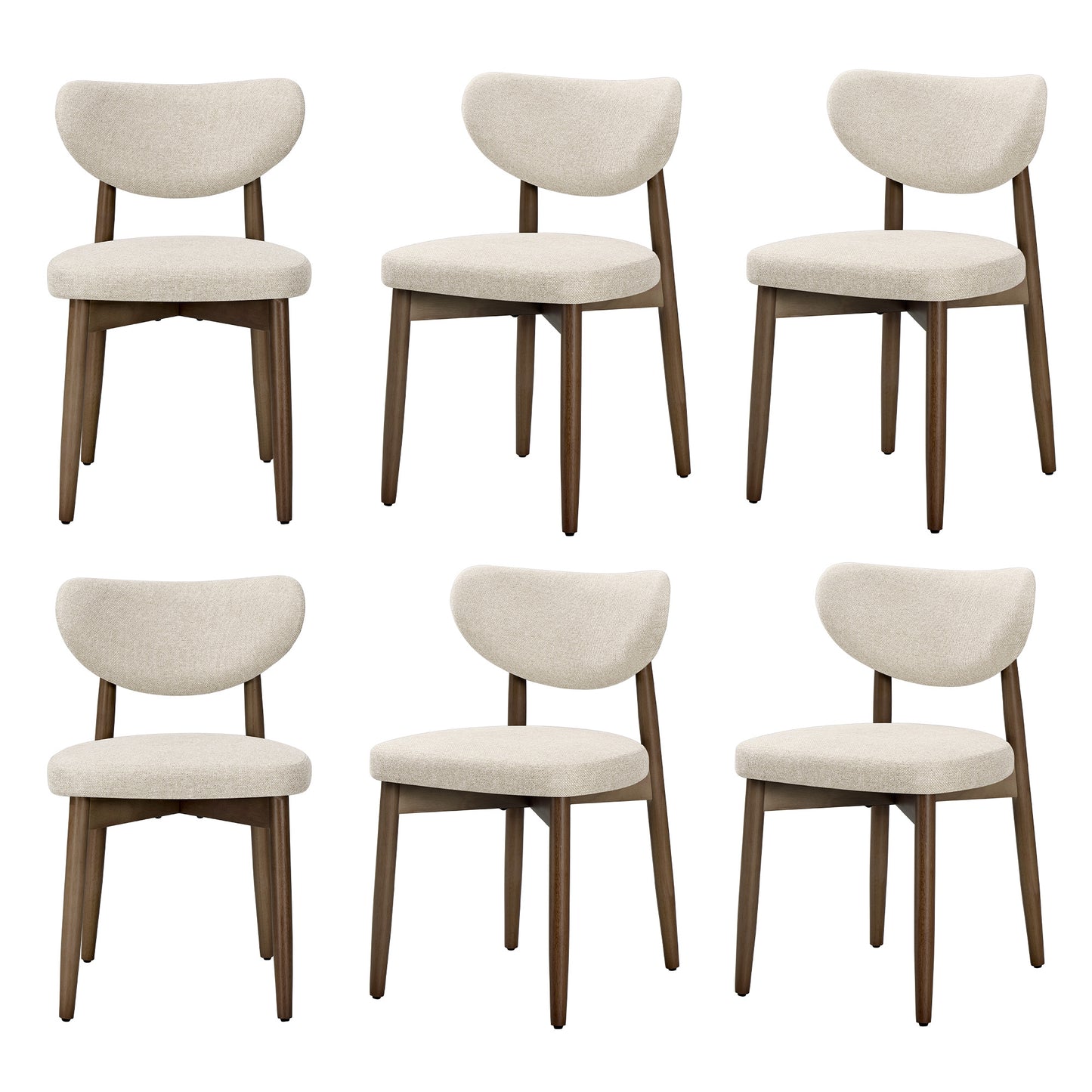 VASAGLE Wooden Dining Chairs Set of 6, Cappuccino Beige