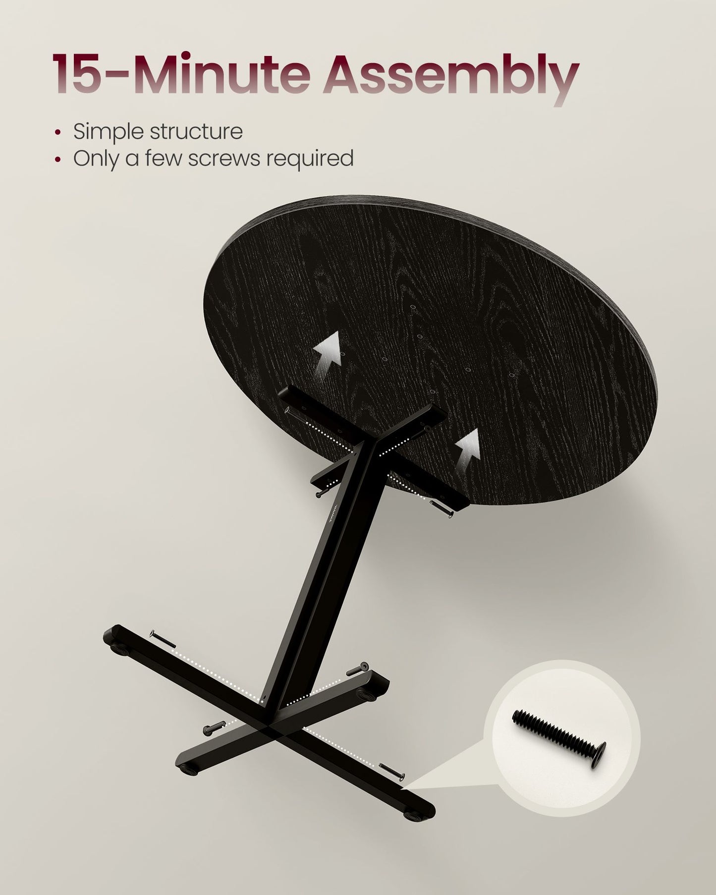 VASAGLE Dining Table – Ebony Black