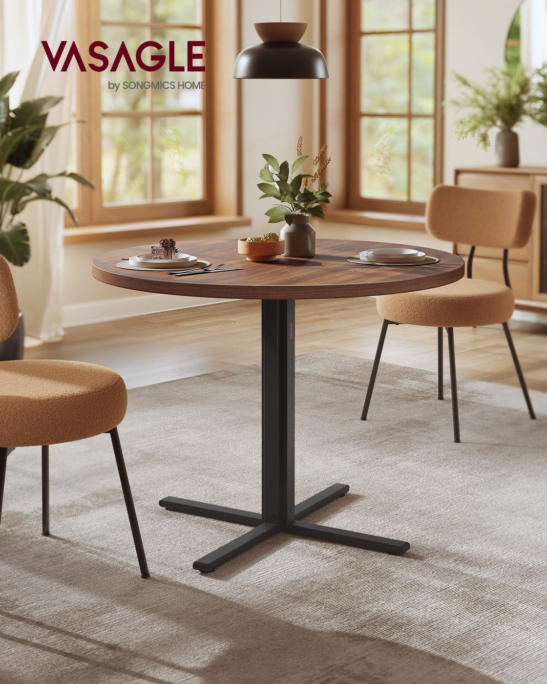 VASAGLE Water-Resistant Dining Table for 4 People – Somber Walnut