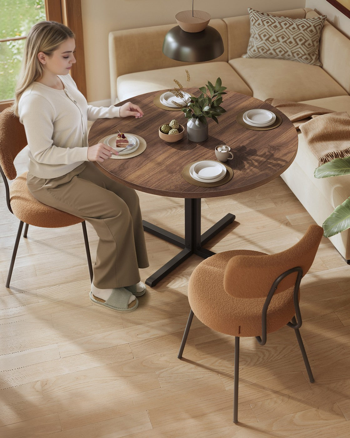 VASAGLE Water-Resistant Dining Table for 4 People – Somber Walnut