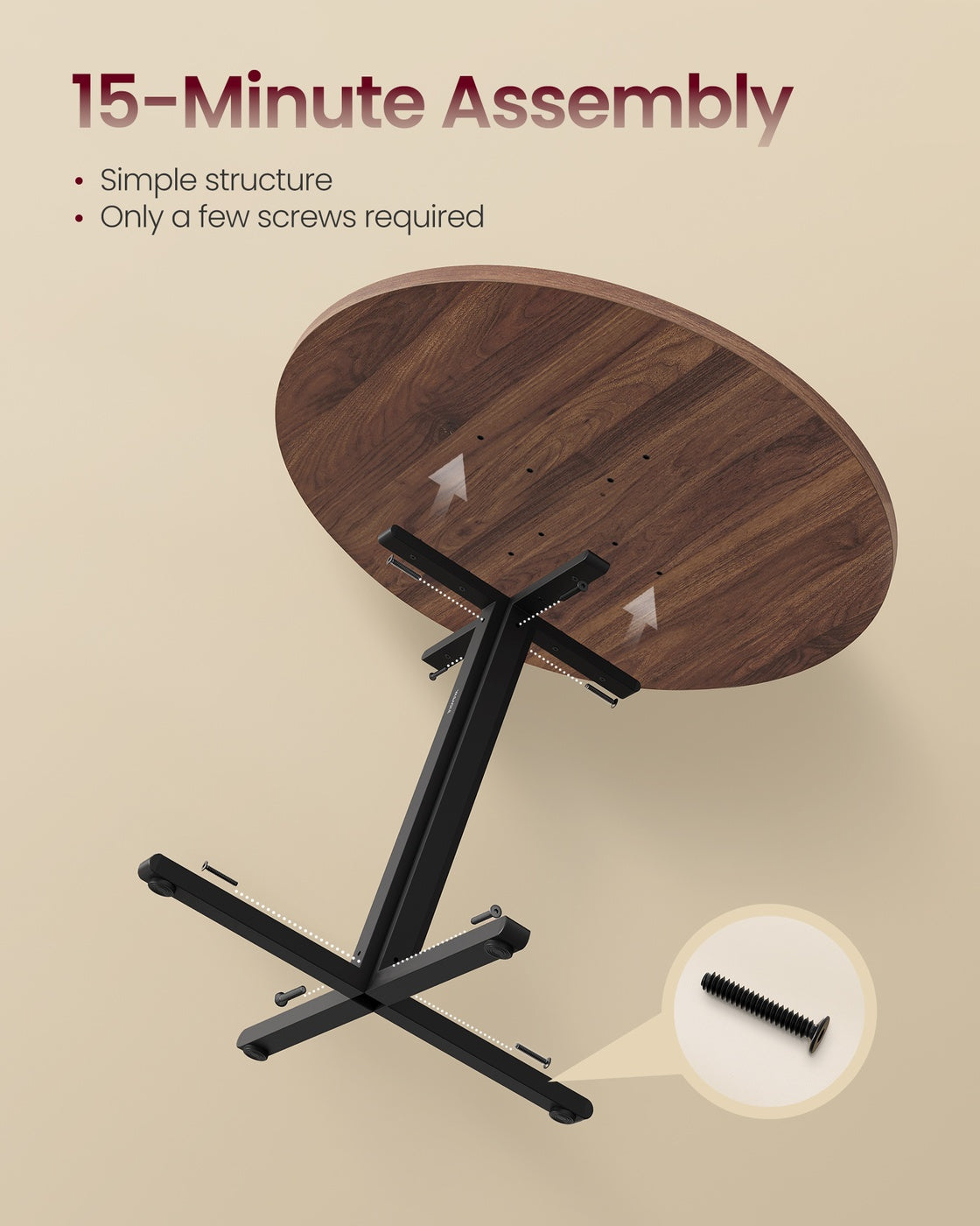 VASAGLE Water-Resistant Dining Table for 4 People – Somber Walnut