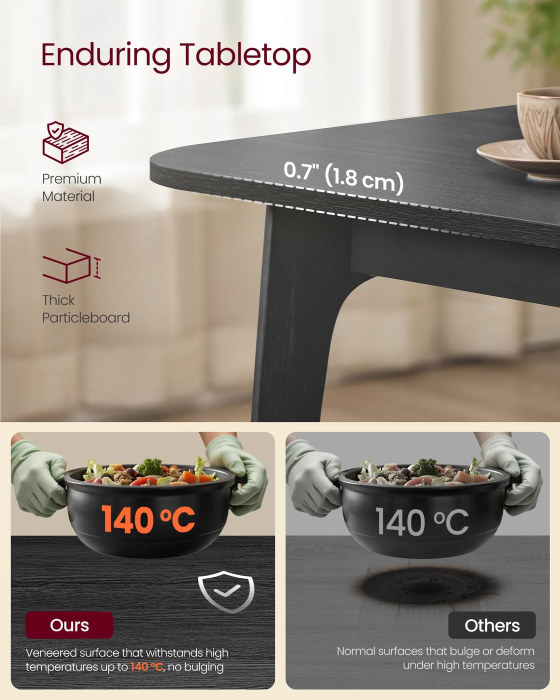 VASAGLE Maezo Extendable Dining Table for 4/6/8 – Charcoal Gray