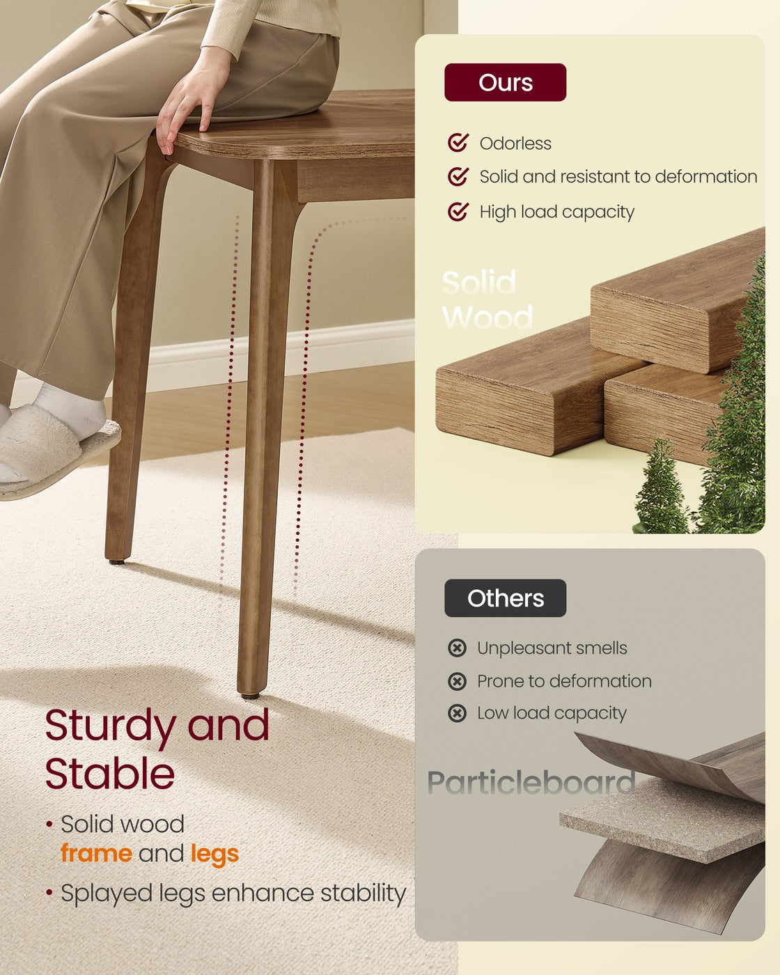 VASAGLE Maezo Extendable Dining Table for 4/6/8 – Honey Brown