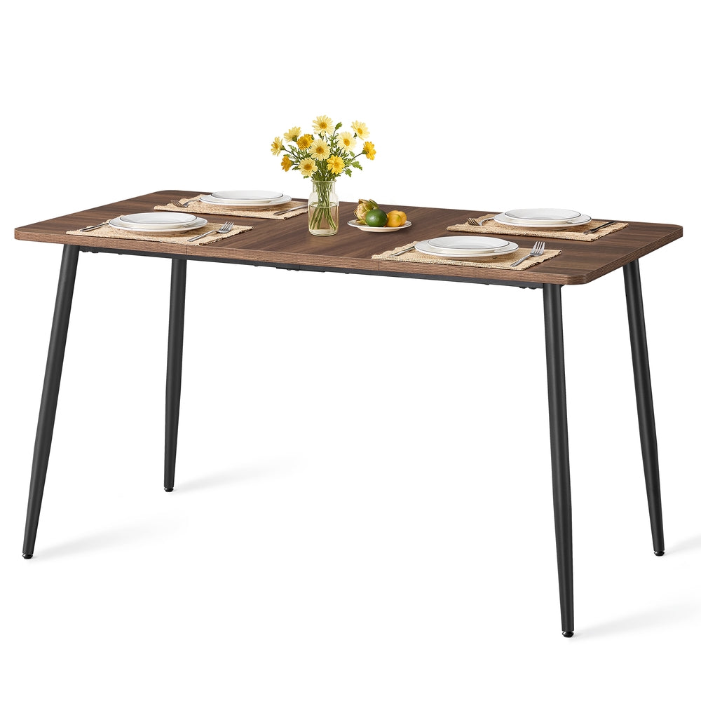 VASAGLE 55.1" Dining Table for 4-6 People, Modern Kitchen Table – Natural Walnut, Ink Black