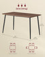 VASAGLE 55.1" Dining Table for 4-6 People, Modern Kitchen Table – Natural Walnut, Ink Black