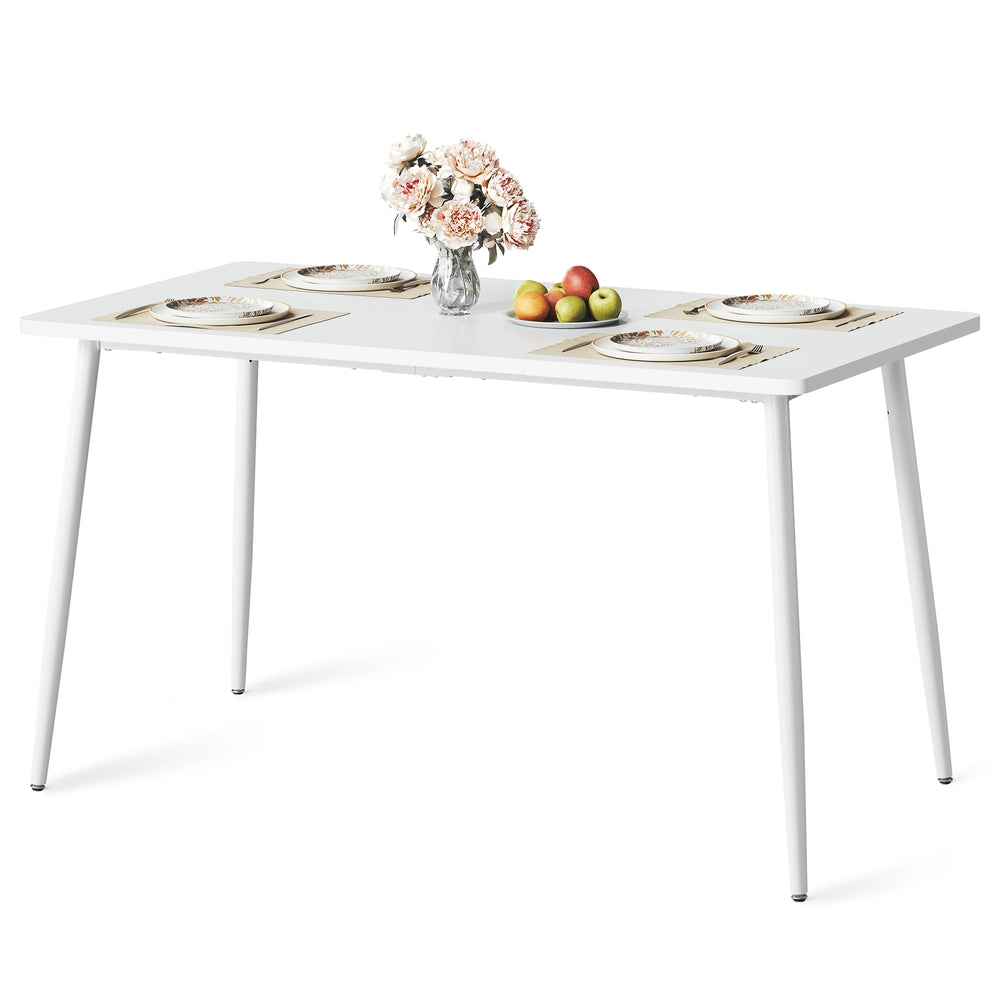VASAGLE 55.1" Dining Table for 4-6 People, Modern Kitchen Table – Snow White