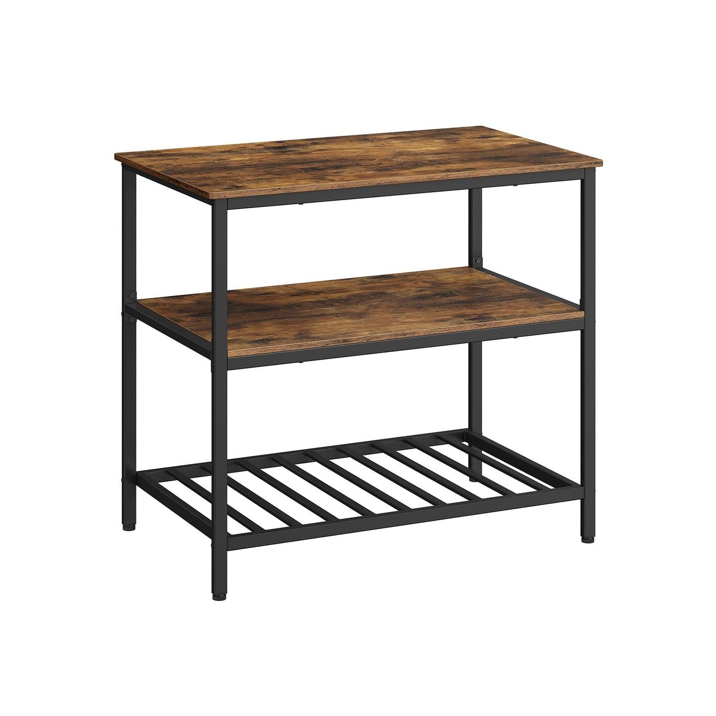 39.4 Inches Kitchen Shelf with Large Worktop Brown
