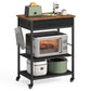VASAGLE Rustic Brown and Black Kitchen Island Cart with Drawer and Hooks – Rustic Brown and Ink Black