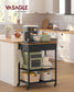 VASAGLE Rustic Brown and Black Kitchen Island Cart with Drawer and Hooks – Rustic Brown and Ink Black